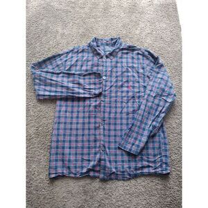 Ralph Lauren Polo Shirt Men L Plaid‎ Sleepwear Long Sleeve Button PJ Comfy Pony